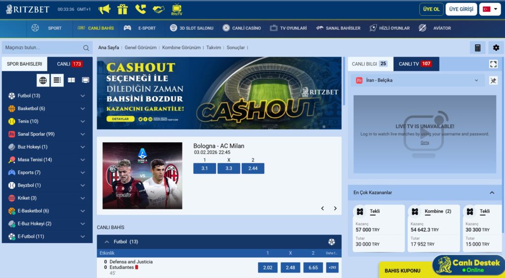 ritzbet canlı bahisler